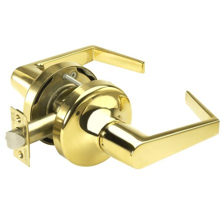 YALE Grade 2 Passage/Closet Latch Cylindrical Lock, Augusta Lever, Non-Keyed, Brght Brss Fnsh, Non-handed AU5301LN 605